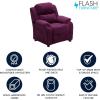 Flash Furniture Charlie Microfiber Kids Recliner with Flip-Up Storage Arms and Safety Recline, Contemporary Reclining Chair for Kids, Supports up to 90 lbs., Purple(Purple Microfiber)