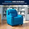 Flash Furniture Charlie Microfiber Kids Recliner with Flip-Up Storage Arms and Safety Recline, Contemporary Reclining Chair for Kids, Supports up to 90 lbs., Purple(Turquoise Vinyl)