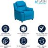 Flash Furniture Charlie Microfiber Kids Recliner with Flip-Up Storage Arms and Safety Recline, Contemporary Reclining Chair for Kids, Supports up to 90 lbs., Purple(Turquoise Vinyl)