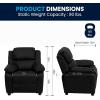 Flash Furniture Charlie Microfiber Kids Recliner with Flip-Up Storage Arms and Safety Recline, Contemporary Reclining Chair for Kids, Supports up to 90 lbs., Purple(Black Leathersoft)