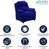 Flash Furniture Charlie Microfiber Kids Recliner with Flip-Up Storage Arms and Safety Recline, Contemporary Reclining Chair for Kids, Supports up to 90 lbs., Purple(Blue Microfiber)