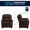 Flash Furniture Charlie Microfiber Kids Recliner with Flip-Up Storage Arms and Safety Recline, Contemporary Reclining Chair for Kids, Supports up to 90 lbs., Purple(Brown Leathersoft)