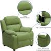 Flash Furniture Charlie Microfiber Kids Recliner with Flip-Up Storage Arms and Safety Recline, Contemporary Reclining Chair for Kids, Supports up to 90 lbs., Purple(Avocado Microfiber)