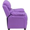 Flash Furniture Charlie Microfiber Kids Recliner with Flip-Up Storage Arms and Safety Recline, Contemporary Reclining Chair for Kids, Supports up to 90 lbs., Purple(Lavender Vinyl)