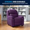 Flash Furniture Charlie Microfiber Kids Recliner with Flip-Up Storage Arms and Safety Recline, Contemporary Reclining Chair for Kids, Supports up to 90 lbs., Purple(Purple Vinyl)