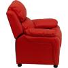 Flash Furniture Charlie Microfiber Kids Recliner with Flip-Up Storage Arms and Safety Recline, Contemporary Reclining Chair for Kids, Supports up to 90 lbs., Purple(Red Vinyl)
