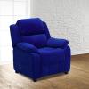Flash Furniture Charlie Microfiber Kids Recliner with Flip-Up Storage Arms and Safety Recline, Contemporary Reclining Chair for Kids, Supports up to 90 lbs., Purple(Blue Microfiber)