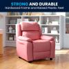 Flash Furniture Charlie Microfiber Kids Recliner with Flip-Up Storage Arms and Safety Recline, Contemporary Reclining Chair for Kids, Supports up to 90 lbs., Purple(Pink Vinyl)