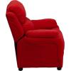 Flash Furniture Charlie Microfiber Kids Recliner with Flip-Up Storage Arms and Safety Recline, Contemporary Reclining Chair for Kids, Supports up to 90 lbs., Purple(Red Microfiber)