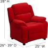Flash Furniture Charlie Microfiber Kids Recliner with Flip-Up Storage Arms and Safety Recline, Contemporary Reclining Chair for Kids, Supports up to 90 lbs., Purple(Red Microfiber)