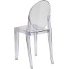 Flash Furniture Cheryl Indoor/Outdoor Ghost Accent and Dining Chair with Contoured Seat, Stackable Transparent Restaurant Chair, Transparent Crystal(1)