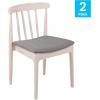 Flash Furniture Chester Solid Wood Dining Chair, Commercial Grade Restaurant Chair with Curved Spindle Backrest and Vinyl Padded Seat, Antique White/Beige(Brown Vinyl Seat/Antique White Wood Frame)