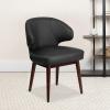 Flash Furniture Comfort Back Series Brown LeatherSoft Side Reception Chair with Walnut Legs(Black Leathersoft)
