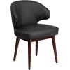 Flash Furniture Comfort Back Series Brown LeatherSoft Side Reception Chair with Walnut Legs(Black Leathersoft)