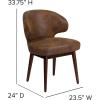 Flash Furniture Comfort Back Series Brown LeatherSoft Side Reception Chair with Walnut Legs(Bomber Jacket Microfiber)