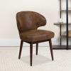 Flash Furniture Comfort Back Series Brown LeatherSoft Side Reception Chair with Walnut Legs(Bomber Jacket Microfiber)