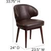 Flash Furniture Comfort Back Series Brown LeatherSoft Side Reception Chair with Walnut Legs(Brown Leathersoft)