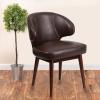 Flash Furniture Comfort Back Series Brown LeatherSoft Side Reception Chair with Walnut Legs(Brown Leathersoft)