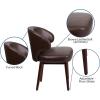 Flash Furniture Comfort Back Series Brown LeatherSoft Side Reception Chair with Walnut Legs(Brown Leathersoft)