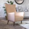 Flash Furniture Connor Traditional Wingback Accent Chair, Commercial Grade Faux Leather Upholstery and Wooden Frame and Legs, Dark Brown(Light Brown)