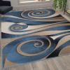Flash Furniture Coterie Collection Modern Circular Patterned Indoor Area Rug – Blue and Beige Olefin Fibers with Jute Backing – 5′ x 7′(5’2″ x 7’1″ (Rectangular))