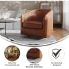 Flash Furniture Dean Upholstered Barrel Chair, Commercial 360° Swivel Club Style Chair, Sloped Armrests, Woodgrain Vinyl Wrapped Metal Base, Gray Fabric(Brown Leathersoft)