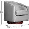 Flash Furniture Dean Upholstered Barrel Chair, Commercial 360° Swivel Club Style Chair, Sloped Armrests, Woodgrain Vinyl Wrapped Metal Base, Gray Fabric(Gray Leathersoft)