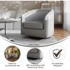 Flash Furniture Dean Upholstered Barrel Chair, Commercial 360° Swivel Club Style Chair, Sloped Armrests, Woodgrain Vinyl Wrapped Metal Base, Gray Fabric(Gray Leathersoft)