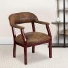 Flash Furniture Diamond Black LeatherSoft Conference Chair with Accent Nail Trim(Bomber Jacket Brown Microfiber)