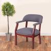Flash Furniture Diamond Black LeatherSoft Conference Chair with Accent Nail Trim(Gray Fabric)