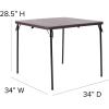 Flash Furniture Dunham 2.83-Foot Square Bi-Fold Brown Wood Grain Plastic Folding Table with Carrying Handle