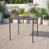 Flash Furniture Dunham 2.83-Foot Square Bi-Fold Brown Wood Grain Plastic Folding Table with Carrying Handle