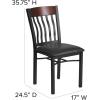 Flash Furniture Eclipse Series Vertical Back Black Metal and Walnut Wood Restaurant Chair with Black Vinyl Seat(Walnut)