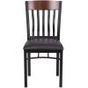Flash Furniture Eclipse Series Vertical Back Black Metal and Walnut Wood Restaurant Chair with Black Vinyl Seat(Walnut)