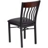 Flash Furniture Eclipse Series Vertical Back Black Metal and Walnut Wood Restaurant Chair with Black Vinyl Seat(Walnut)