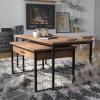 Flash Furniture Emerson 2 Piece Nesting Coffee Table Set – Engineered Wood Top in Walnut Finish – Black Sled Base Steel Frames – Storage Drawer