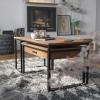 Flash Furniture Emerson 2 Piece Nesting Coffee Table Set – Engineered Wood Top in Walnut Finish – Black Sled Base Steel Frames – Storage Drawer