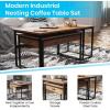 Flash Furniture Emerson 2 Piece Nesting Coffee Table Set – Engineered Wood Top in Walnut Finish – Black Sled Base Steel Frames – Storage Drawer