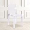 Flash Furniture Emilie Ghost Chair with Square Back in Transparent Crystal(Set of 1)