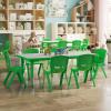 Flash Furniture Emmy Adjustable Classroom Activity Table with 6 Stackable Chairs, Plastic Activity Table for Kids, 23.625″ W x 47.25″ L, Blue/Gray(Green)