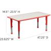 Flash Furniture Emmy Adjustable Classroom Activity Table with 6 Stackable Chairs, Plastic Activity Table for Kids, 23.625″ W x 47.25″ L, Blue/Gray(Red)