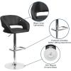 Flash Furniture Erik Contemporary Adjustable Height Barstool with Footrest and Rounded Mid-Back, Upholstered Bar or Counter Height Stool, Gray/Chrome(Black Vinyl/Chrome Frame)