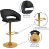 Flash Furniture Erik Contemporary Adjustable Height Barstool with Footrest and Rounded Mid-Back, Upholstered Bar or Counter Height Stool, Gray/Chrome(Black/Gold Frame)