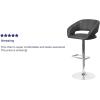 Flash Furniture Erik Contemporary Adjustable Height Barstool with Footrest and Rounded Mid-Back, Upholstered Bar or Counter Height Stool, Gray/Chrome(Black Vinyl/Chrome Frame)