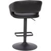 Flash Furniture Erik Contemporary Adjustable Height Barstool with Footrest and Rounded Mid-Back, Upholstered Bar or Counter Height Stool, Gray/Chrome(Black Vinyl/Black Frame)