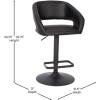Flash Furniture Erik Contemporary Adjustable Height Barstool with Footrest and Rounded Mid-Back, Upholstered Bar or Counter Height Stool, Gray/Chrome(Black Vinyl/Black Frame)