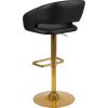 Flash Furniture Erik Contemporary Adjustable Height Barstool with Footrest and Rounded Mid-Back, Upholstered Bar or Counter Height Stool, Gray/Chrome(Black/Gold Frame)