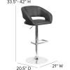 Flash Furniture Erik Contemporary Adjustable Height Barstool with Footrest and Rounded Mid-Back, Upholstered Bar or Counter Height Stool, Gray/Chrome(Black Vinyl/Chrome Frame)