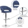 Flash Furniture Erik Contemporary Adjustable Height Barstool with Footrest and Rounded Mid-Back, Upholstered Bar or Counter Height Stool, Gray/Chrome(Blue Fabric/Chrome Frame)