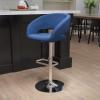 Flash Furniture Erik Contemporary Adjustable Height Barstool with Footrest and Rounded Mid-Back, Upholstered Bar or Counter Height Stool, Gray/Chrome(Blue Fabric/Chrome Frame)